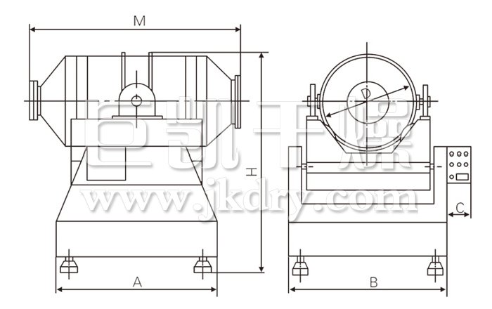 二维运动混合机结构示意图 二维运动混合机结构示意图